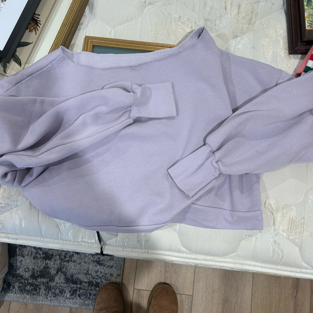 Lavender Off-Shoulder Sweatshirt